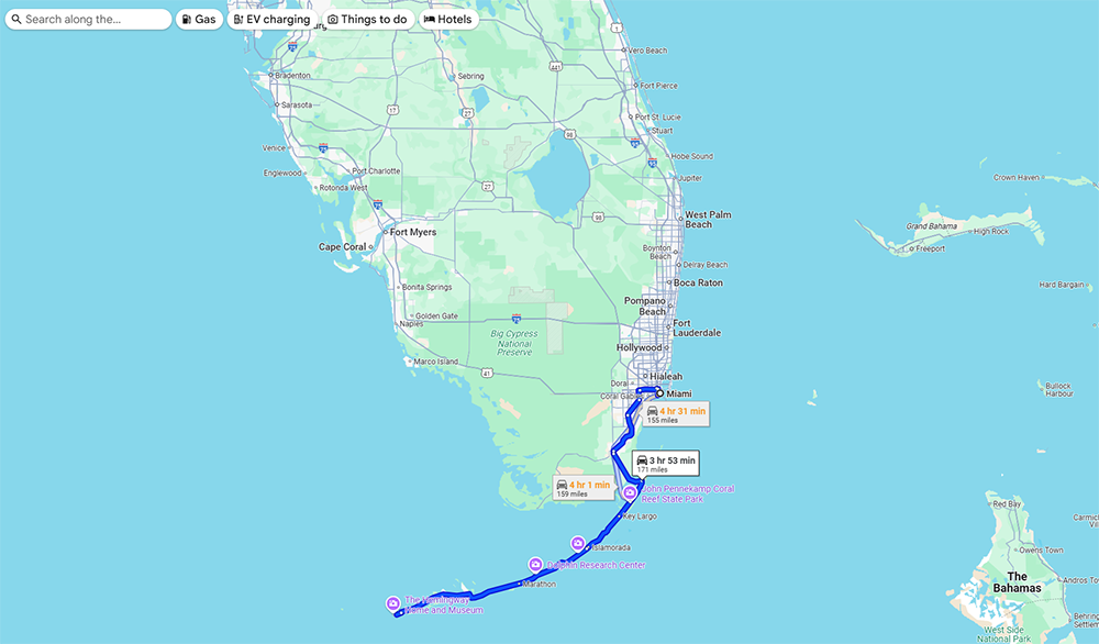 Miami to key west